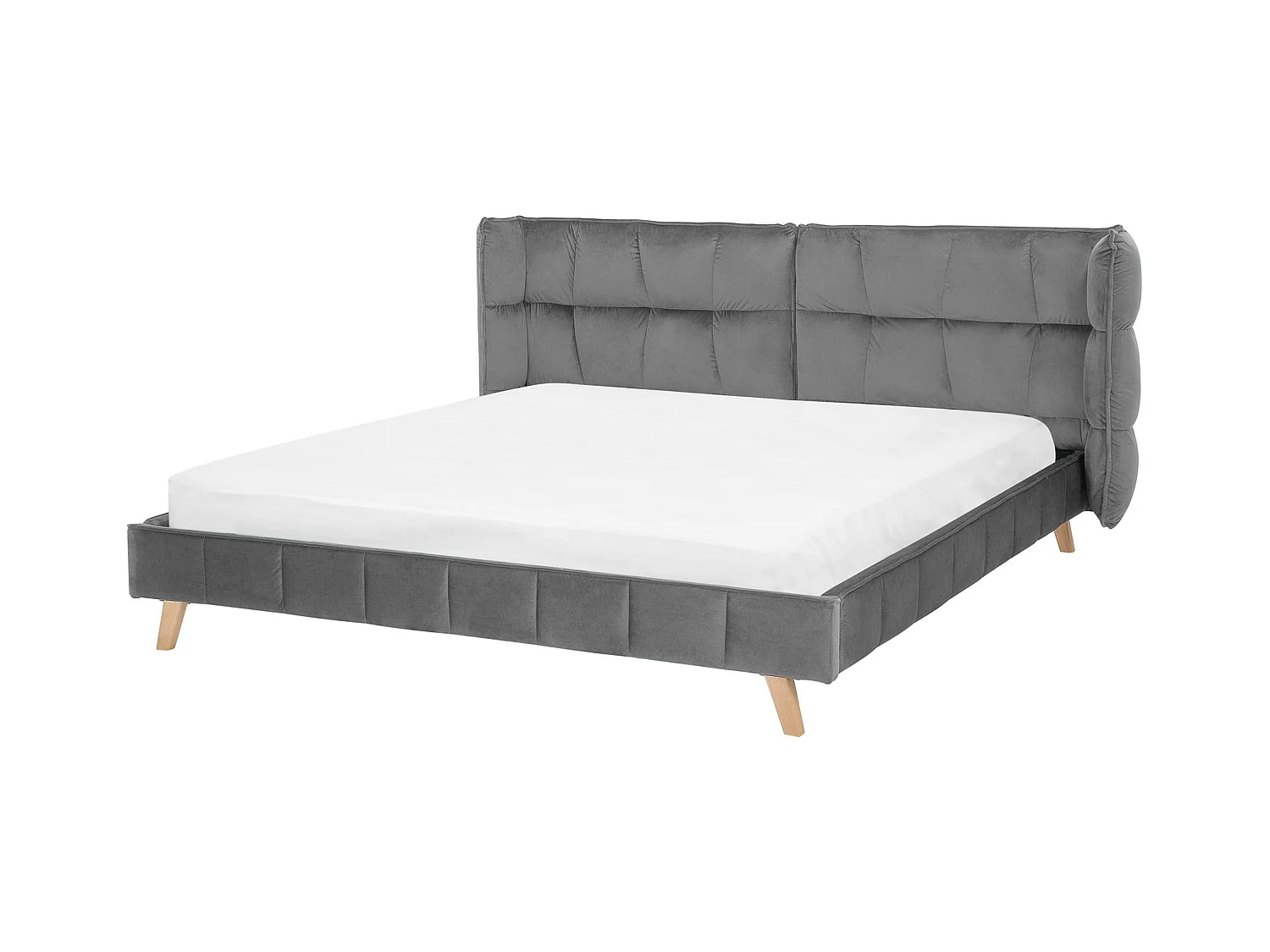 Lit avec sommier Velours SENLIS 180 x 200 cm Gris