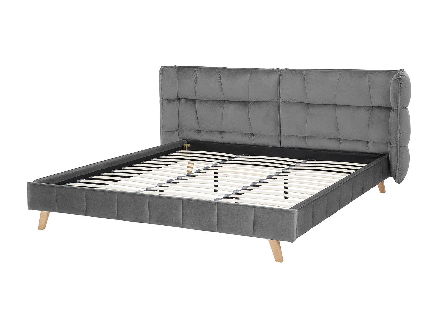 Lit avec sommier Velours SENLIS 180 x 200 cm Gris