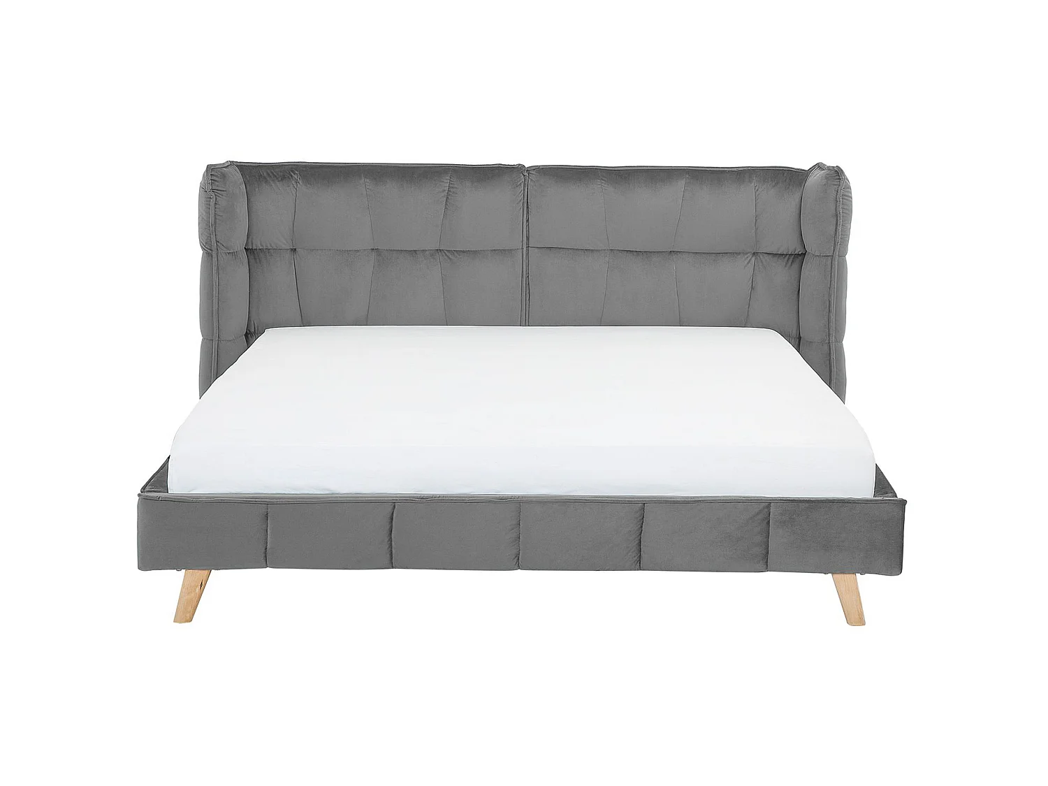 Säng med lamellram Sammet SENLIS 180 x 200 cm Grå