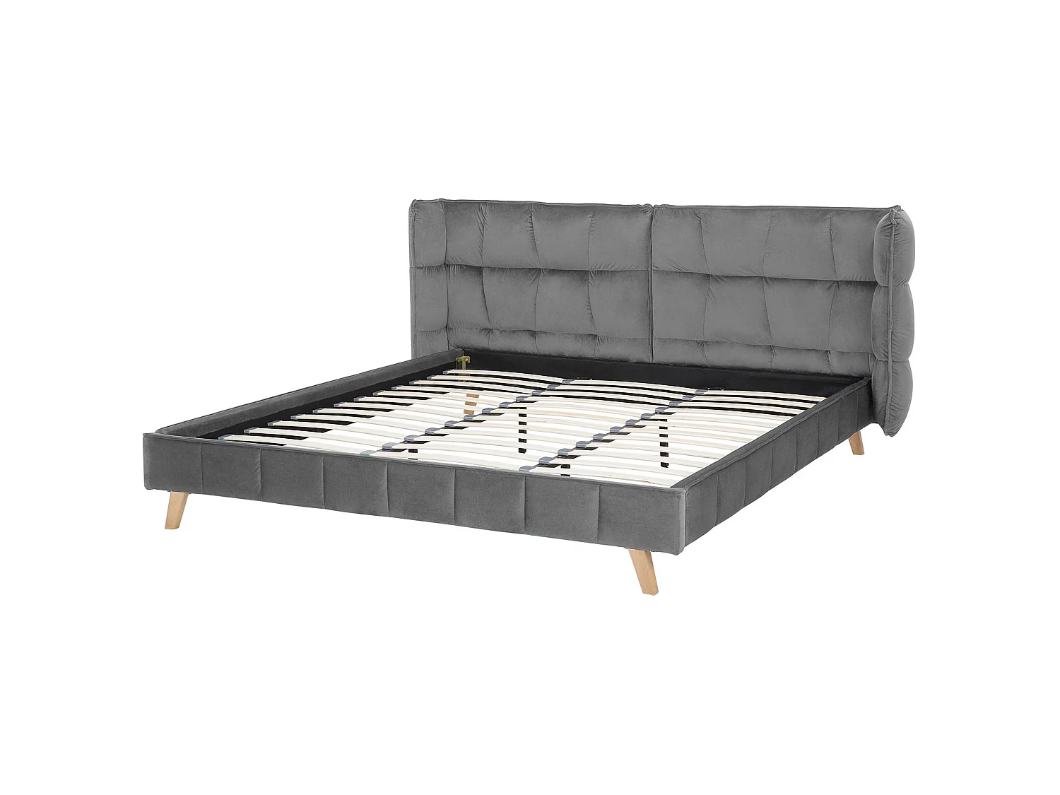 Säng med lamellram Sammet SENLIS 180 x 200 cm Grå