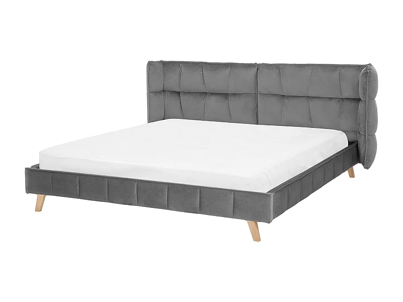 Lit avec sommier Velours SENLIS 180 x 200 cm Gris