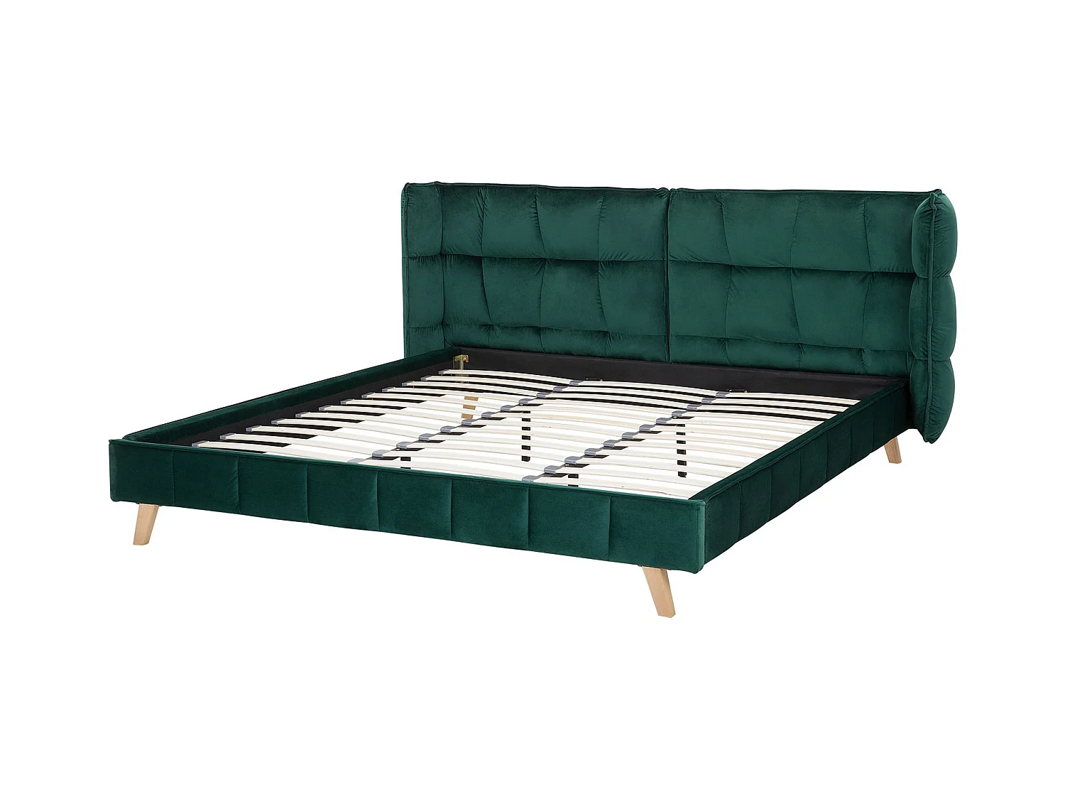 Lit avec sommier Velours SENLIS 160 x 200 cm Vert foncé