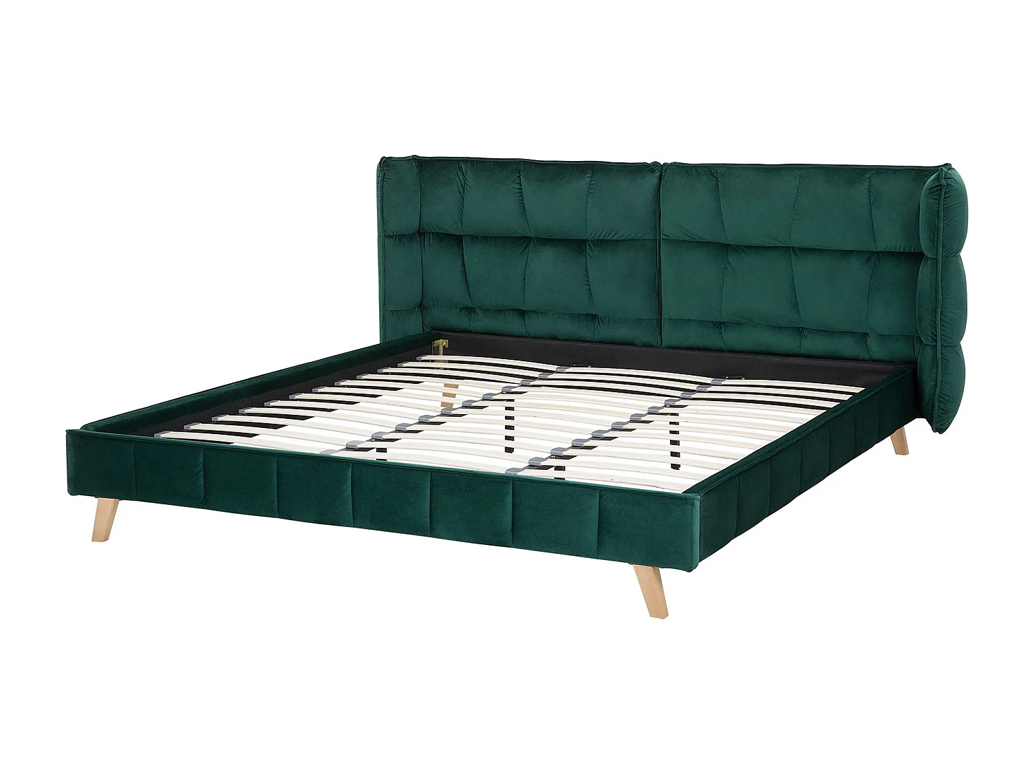 Lit avec sommier Velours SENLIS 160 x 200 cm Vert foncé