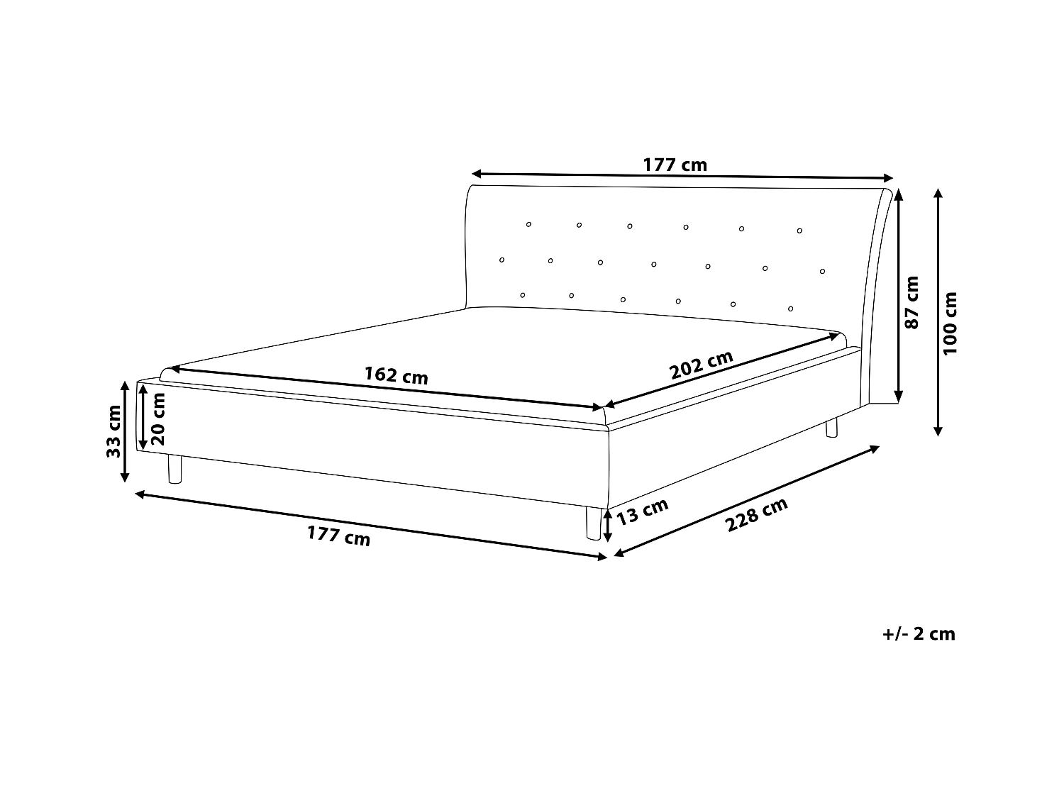 Lit avec sommier Tissu SAVERNE 160 x 200 cm Gris clair