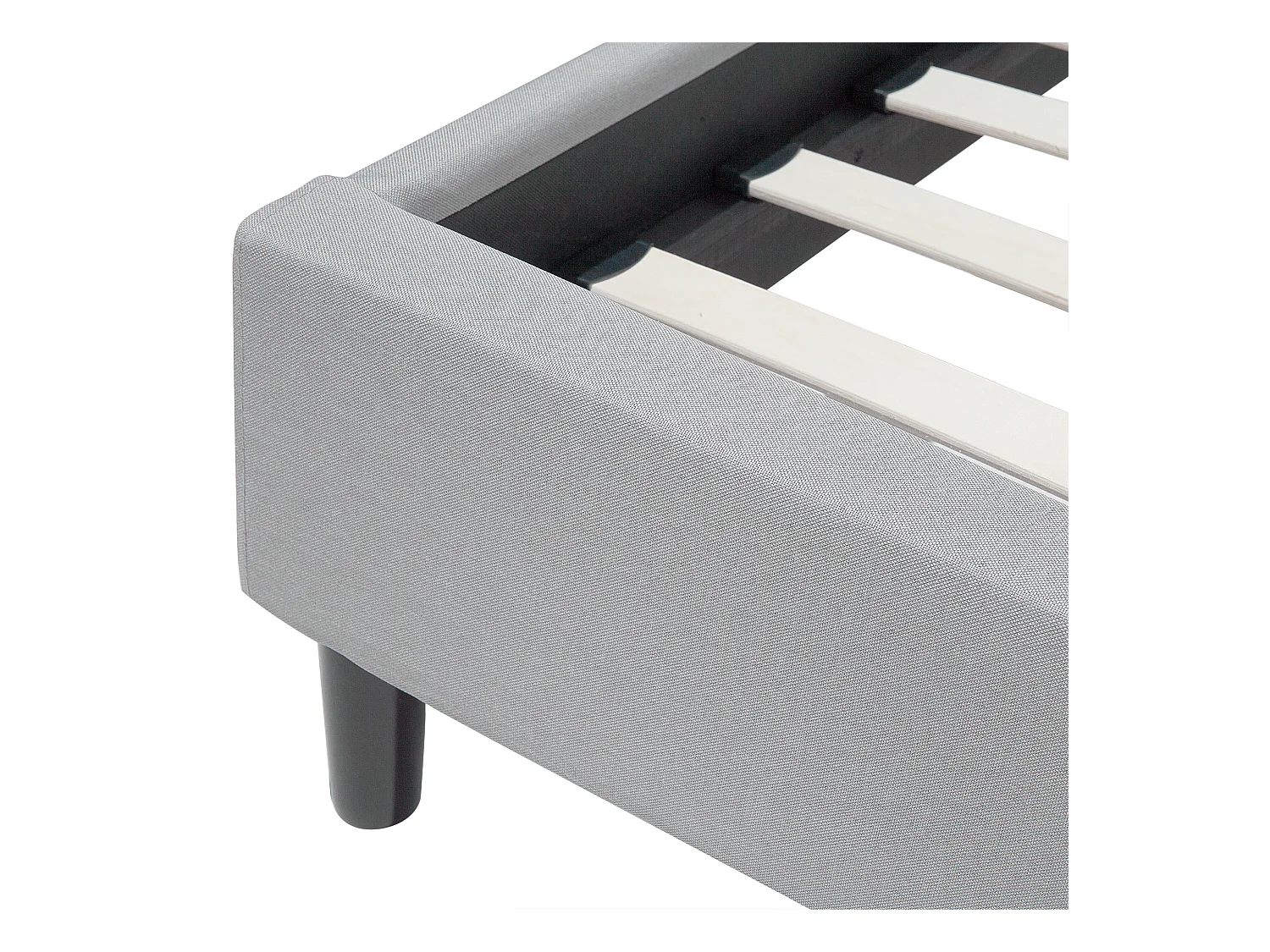 Lit avec sommier Tissu SAVERNE 160 x 200 cm Gris clair