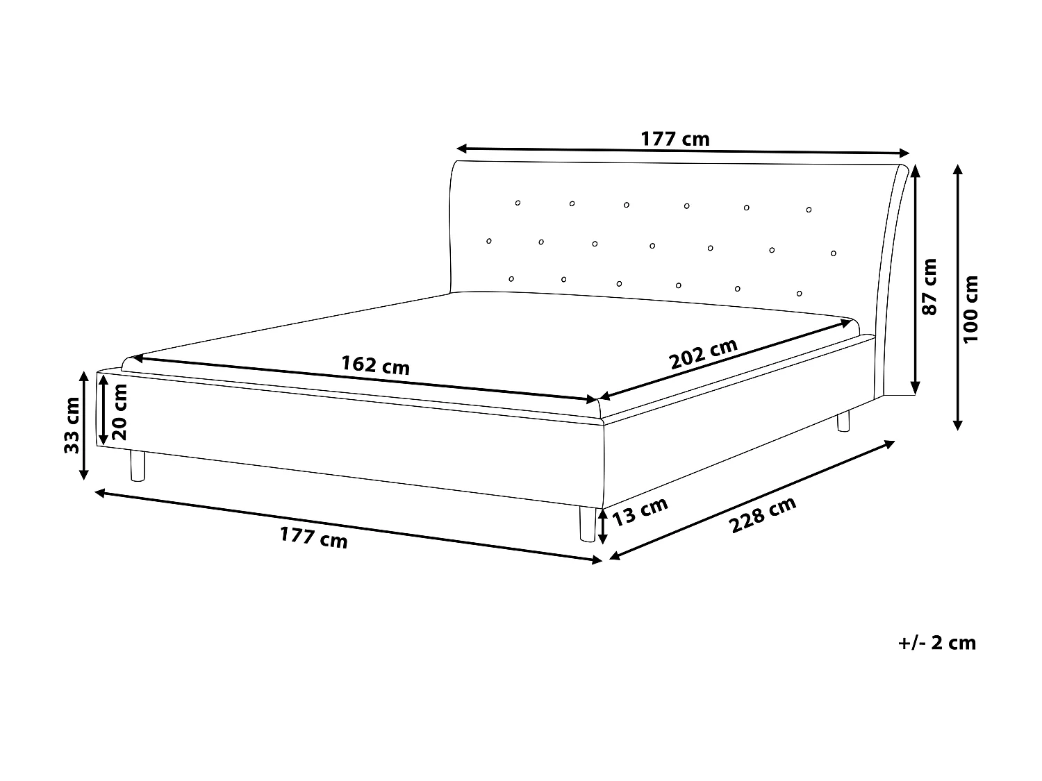 Lit avec sommier Tissu SAVERNE 160 x 200 cm Gris clair
