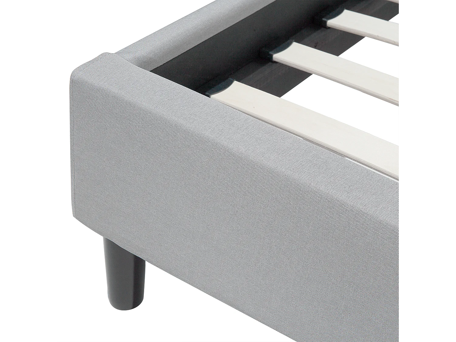 Lit avec sommier Tissu SAVERNE 160 x 200 cm Gris clair