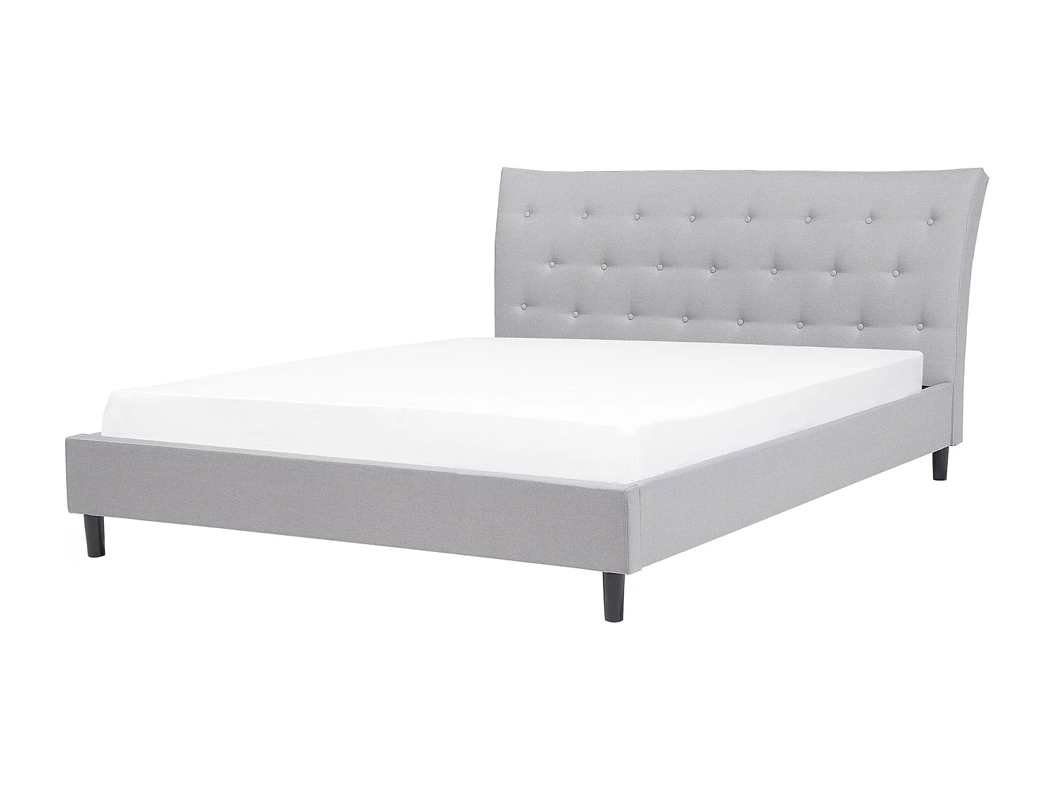 Lit avec sommier Tissu SAVERNE 160 x 200 cm Gris clair