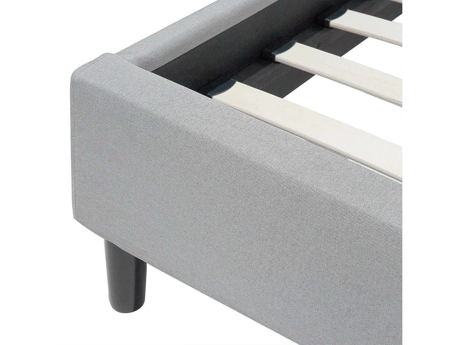 Lit avec sommier Tissu SAVERNE 160 x 200 cm Gris clair