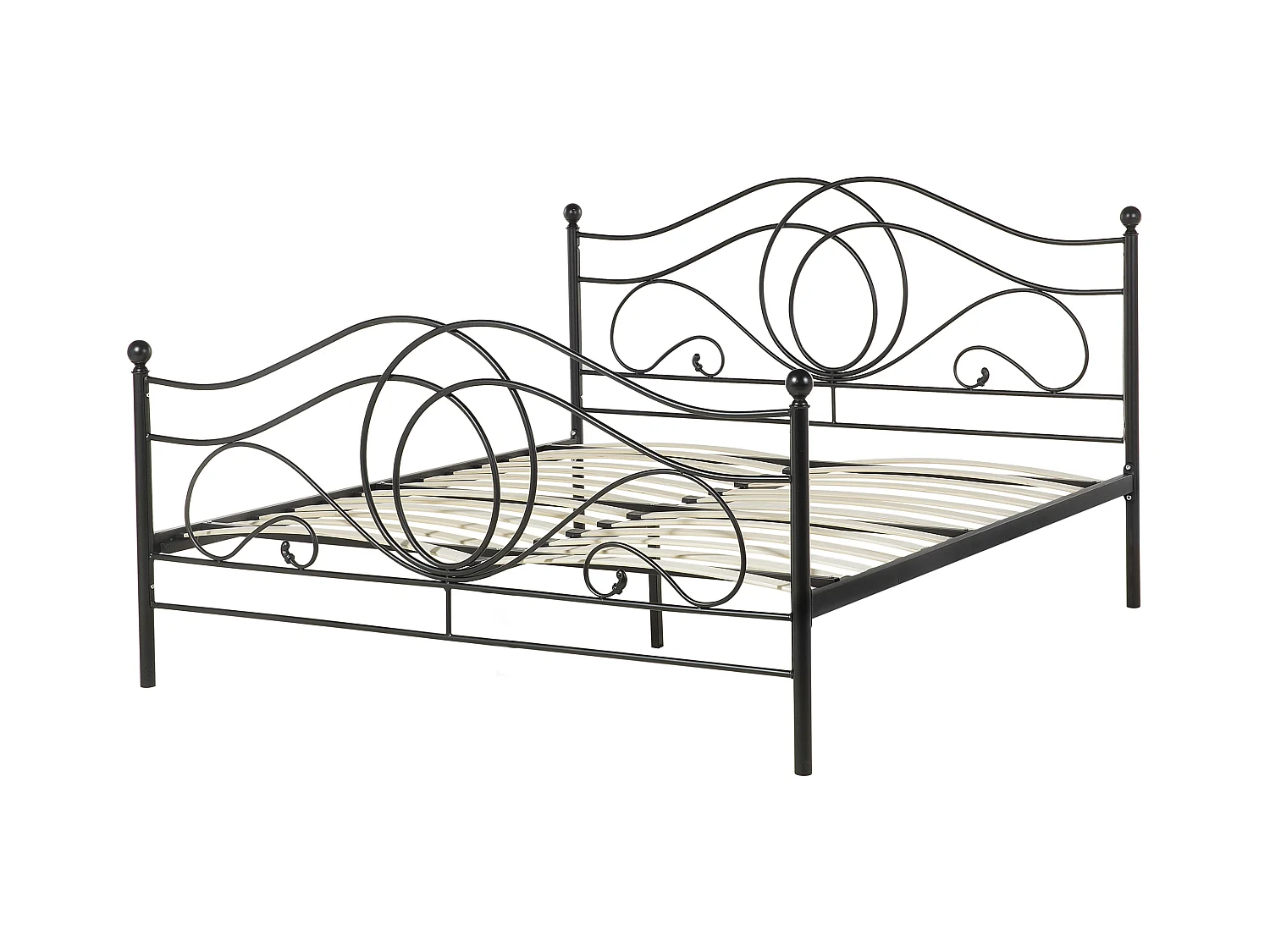 Lit avec sommier Métal LYRA 140 x 200 cm Noir