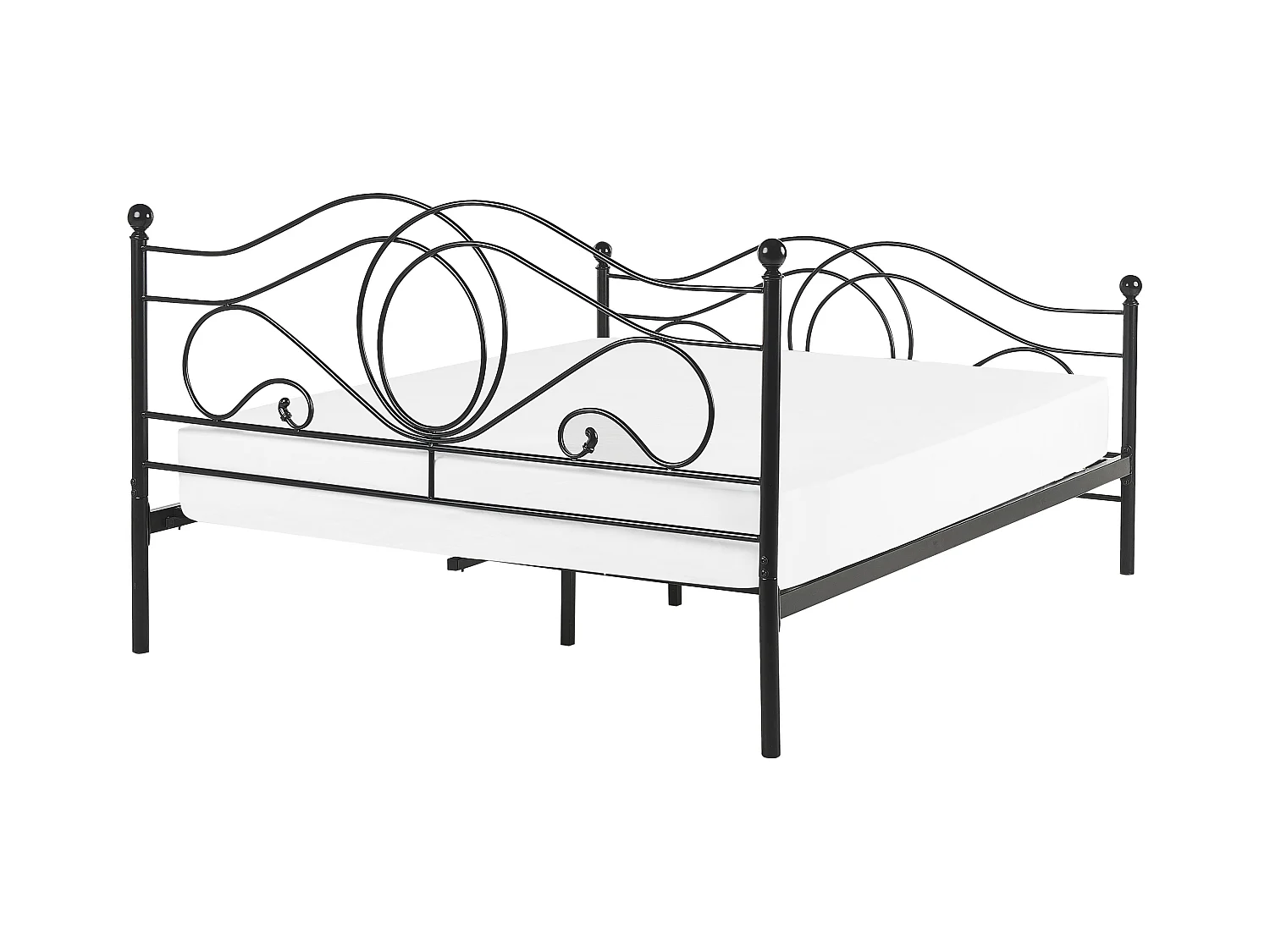 Lit avec sommier Métal LYRA 140 x 200 cm Noir