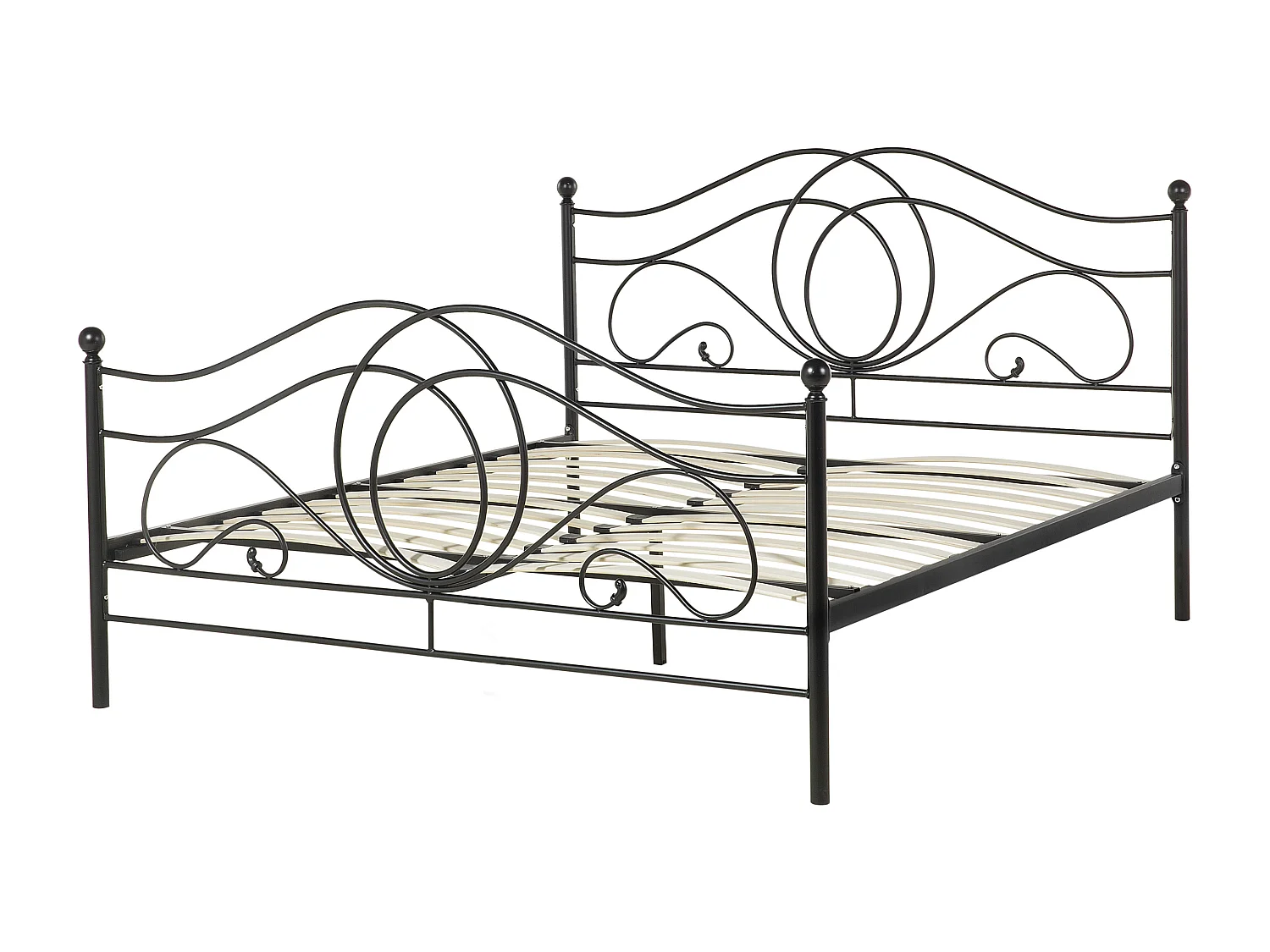 Lit avec sommier Métal LYRA 140 x 200 cm Noir