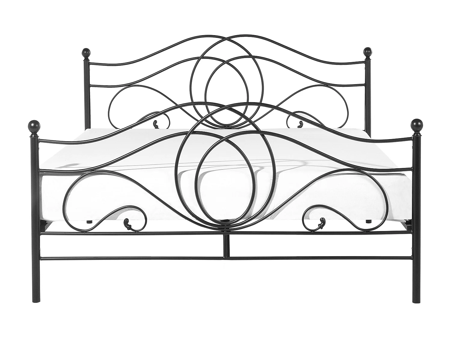 Bett schwarz Boho Metallgestell verziertes Kopfteil Lattenrost 140x200 cm Lyra