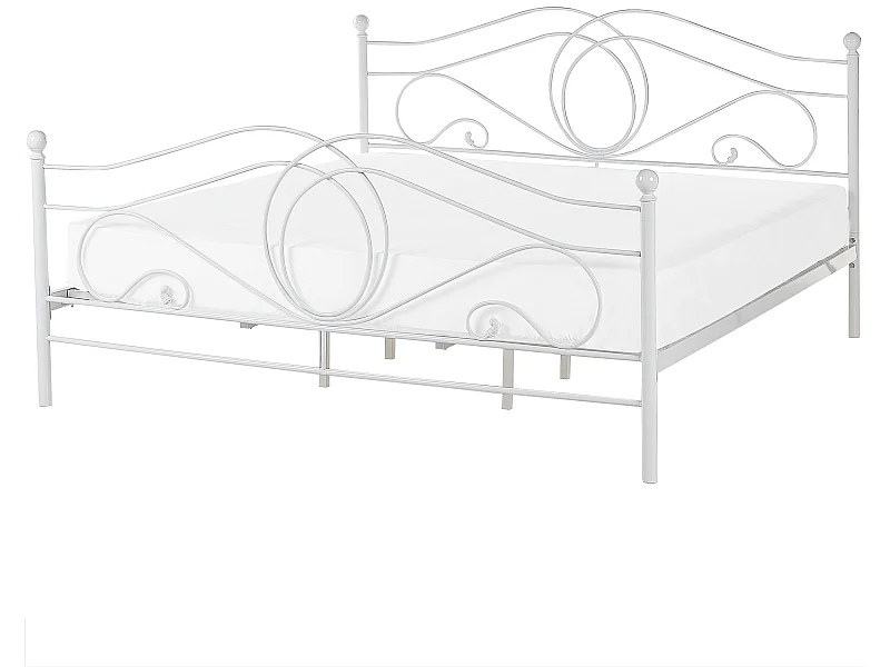 Bett mit Lattenrost Metall LYRA 180 x 200 cm Weiss