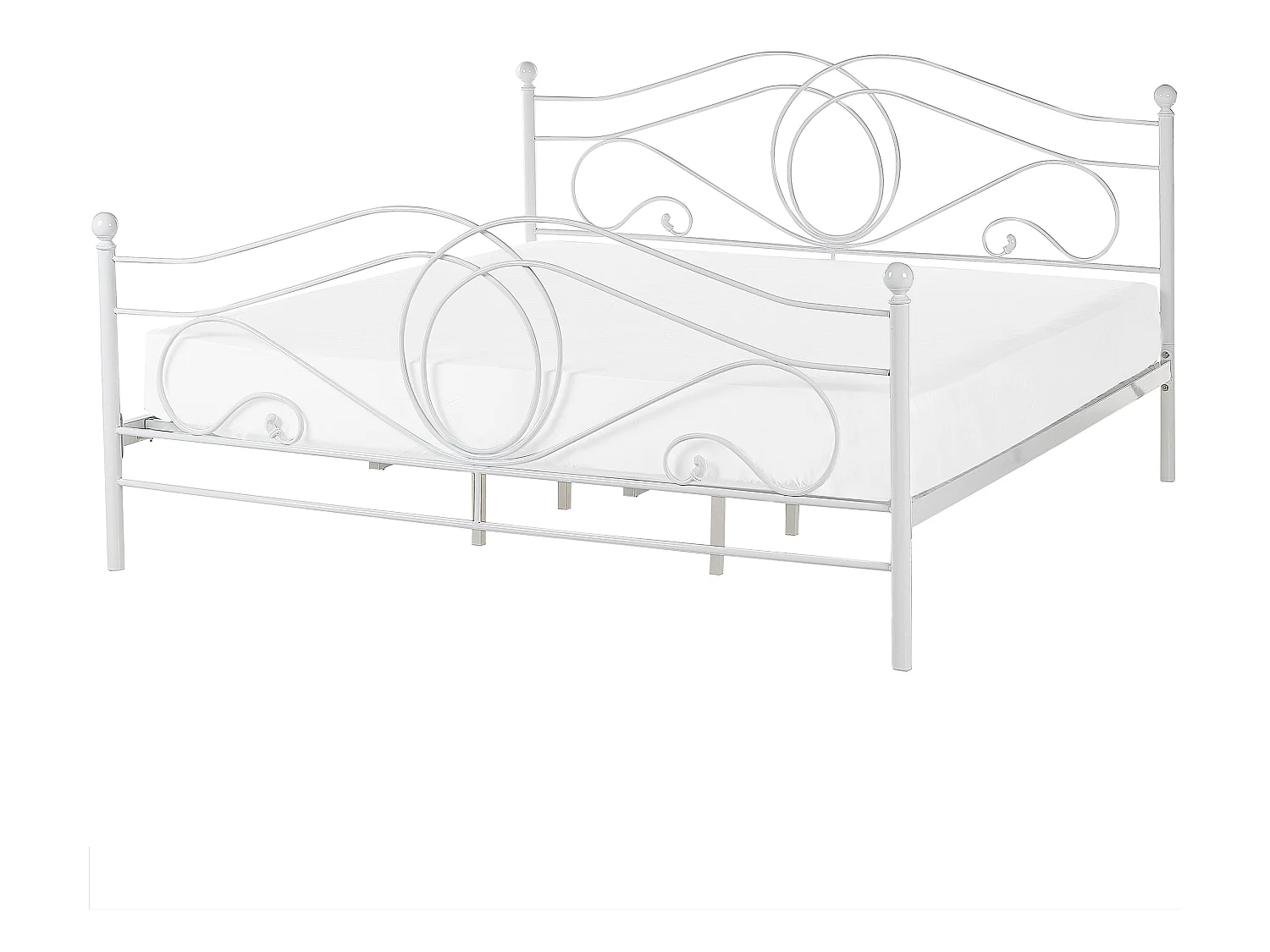 Lit avec sommier Métal LYRA 180 x 200 cm Blanc