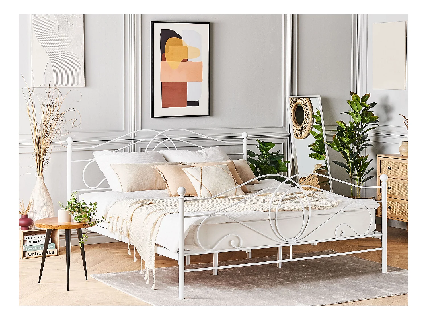 Lit avec sommier Métal LYRA 180 x 200 cm Blanc