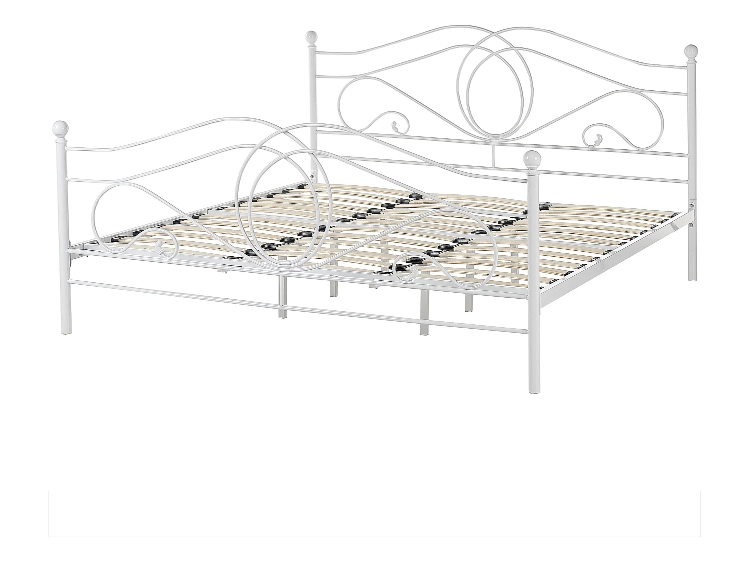 Lit avec sommier Métal LYRA 180 x 200 cm Blanc