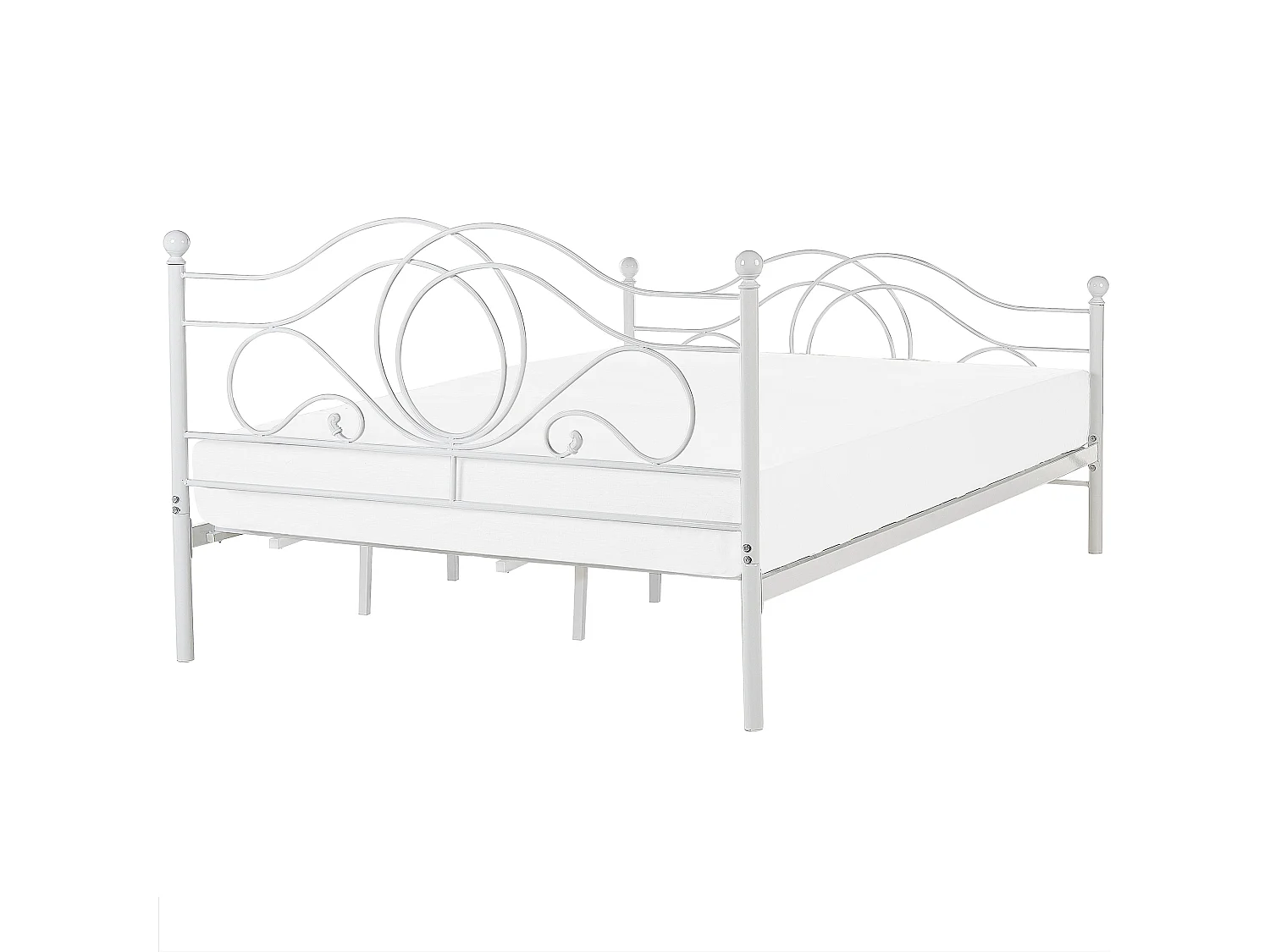 Lit avec sommier Métal LYRA 180 x 200 cm Blanc