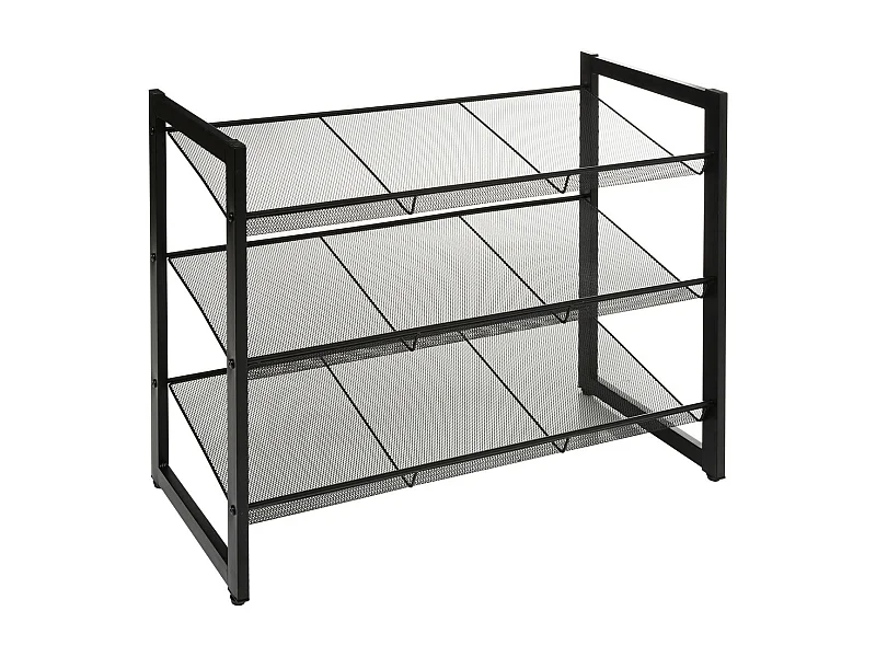 Etagère Range-chaussures en Métal Noir 9 paires