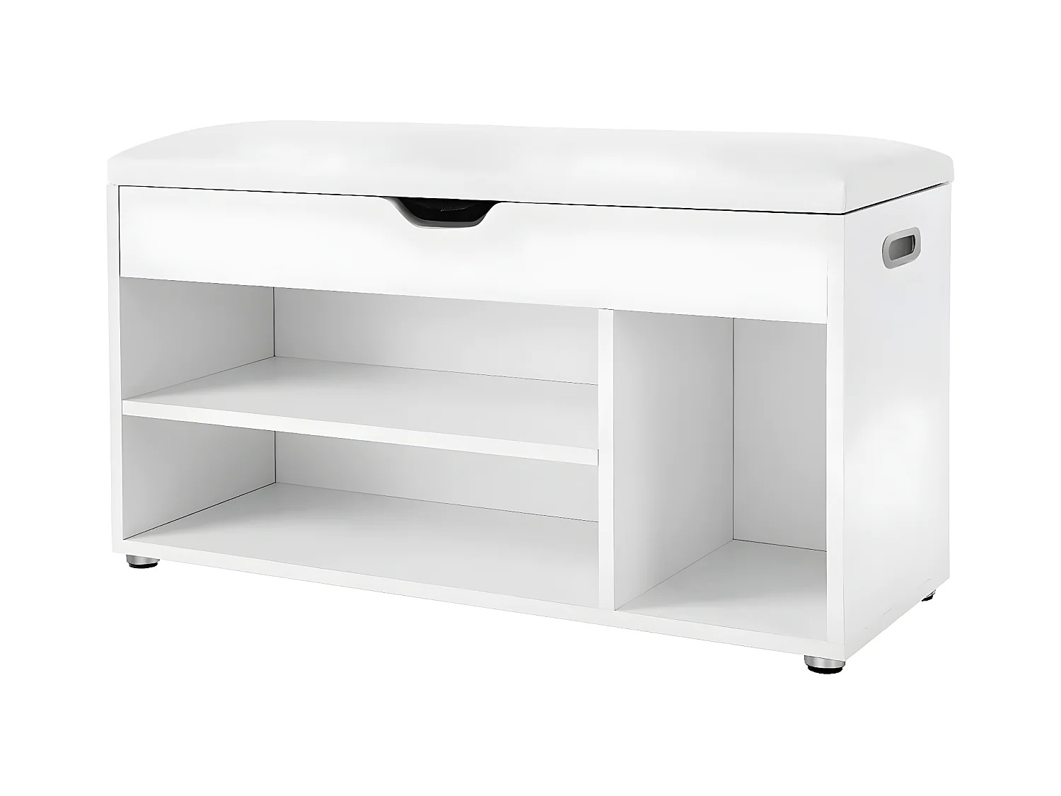 Banc à chaussures 3 compartiments et 1 espace coffre avec assise confortable - H44 cm