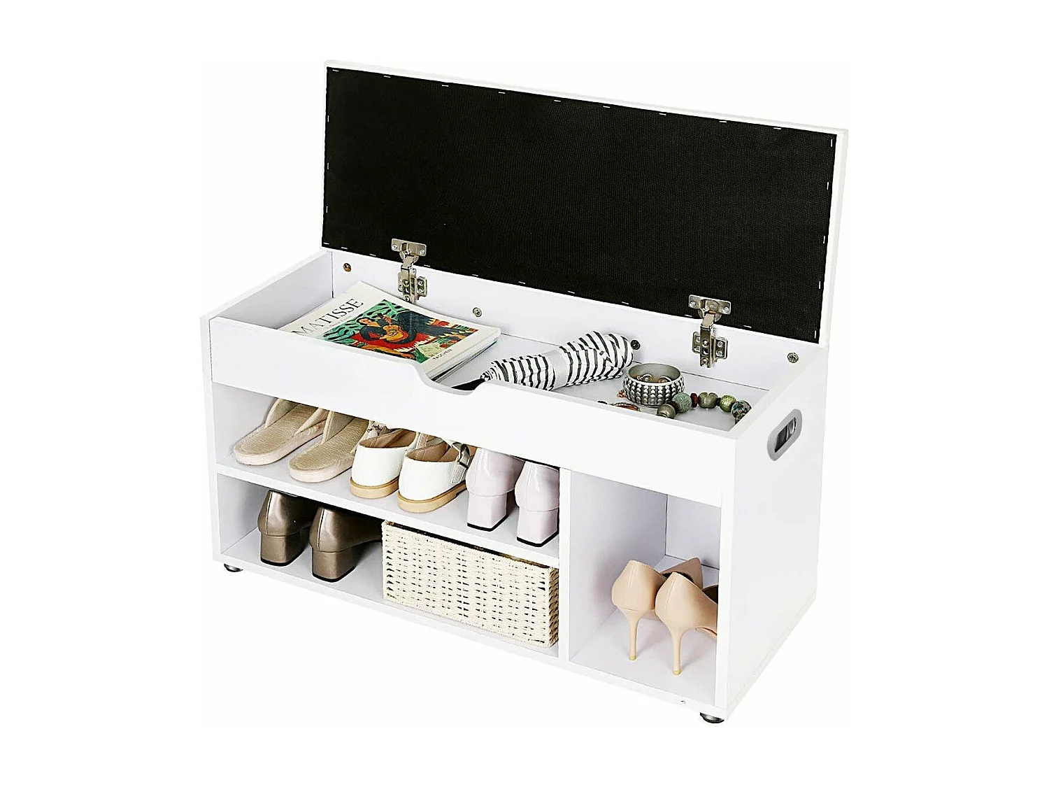 Schuhbank 3 Fächer und 1 Truhe mit bequemer Sitzfläche - H44 cm