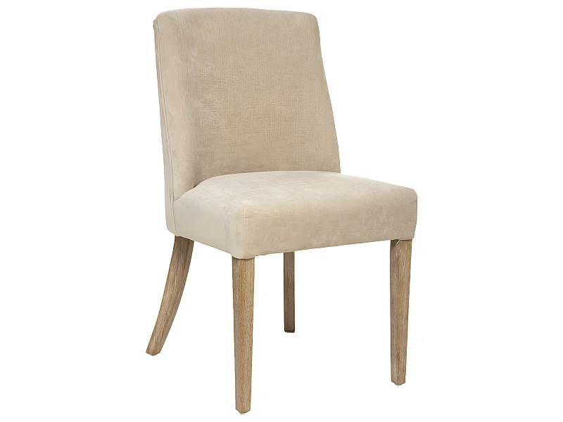 Chaise de table assise Beige Lin et pieds en Bois d' Hévéa