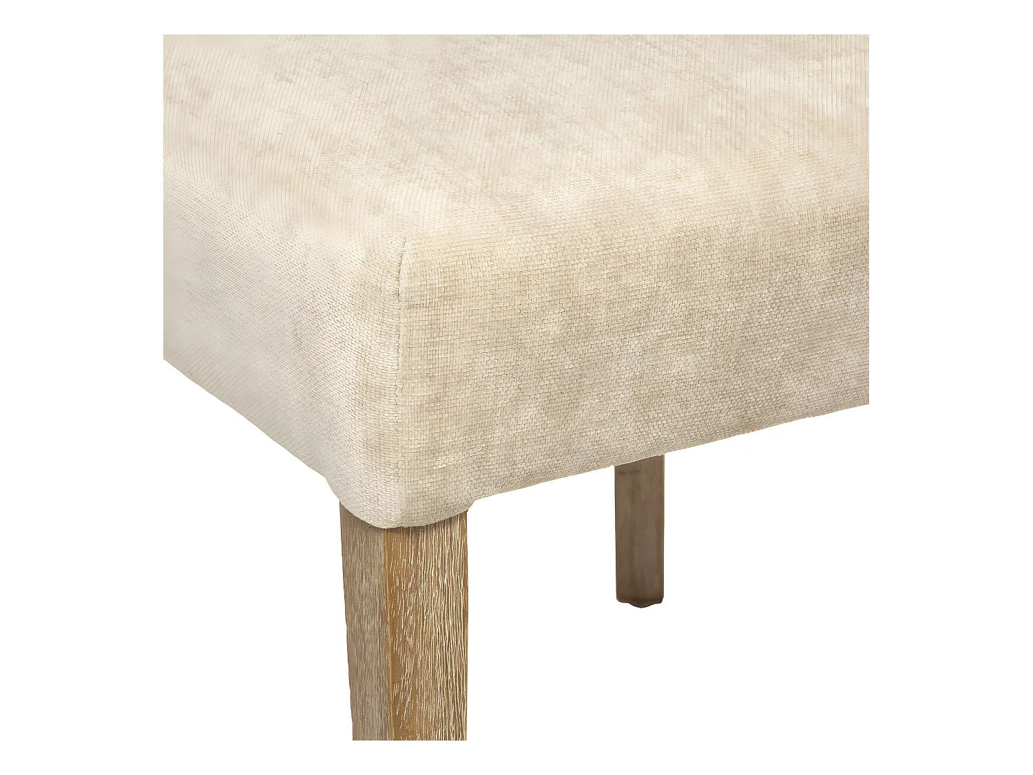 Chaise de table assise Beige Lin et pieds en Bois d' Hévéa