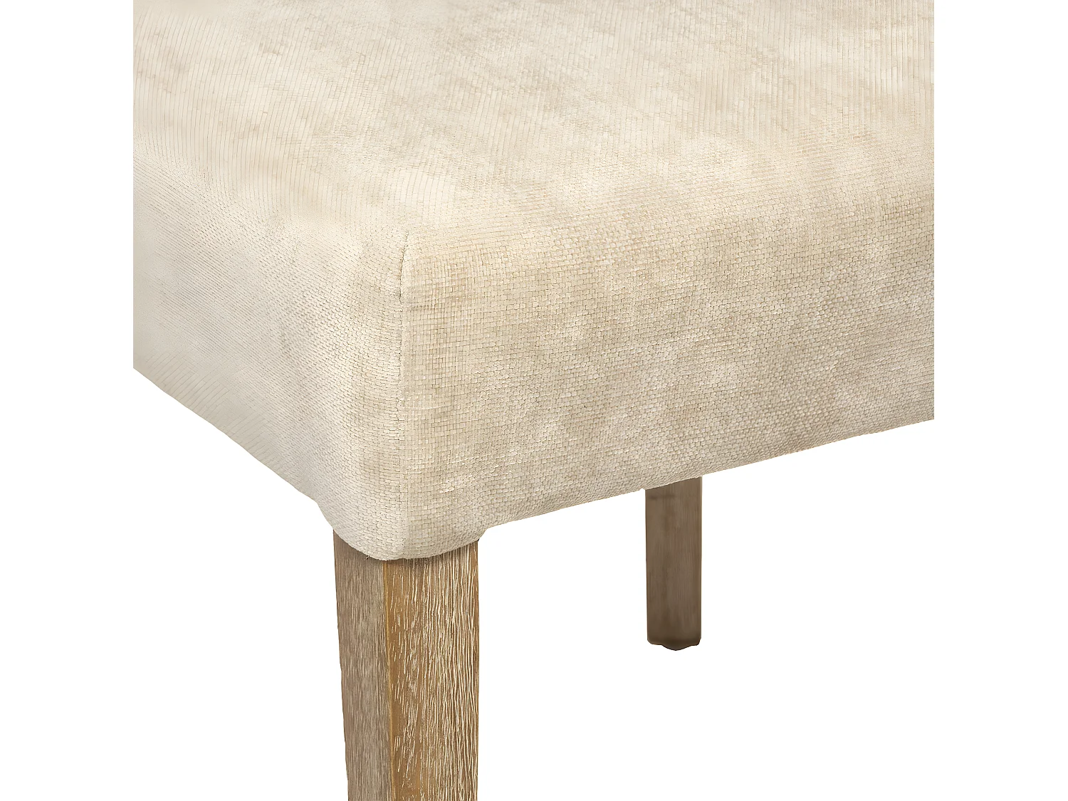Chaise de table assise Beige Lin et pieds en Bois d' Hévéa