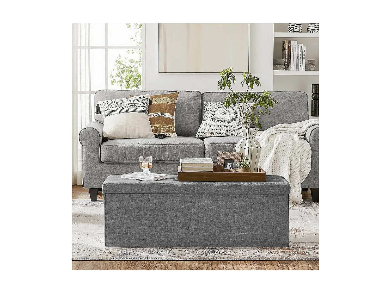 Caja de almacenamiento con 2 compartimentos interiores - L110 cm