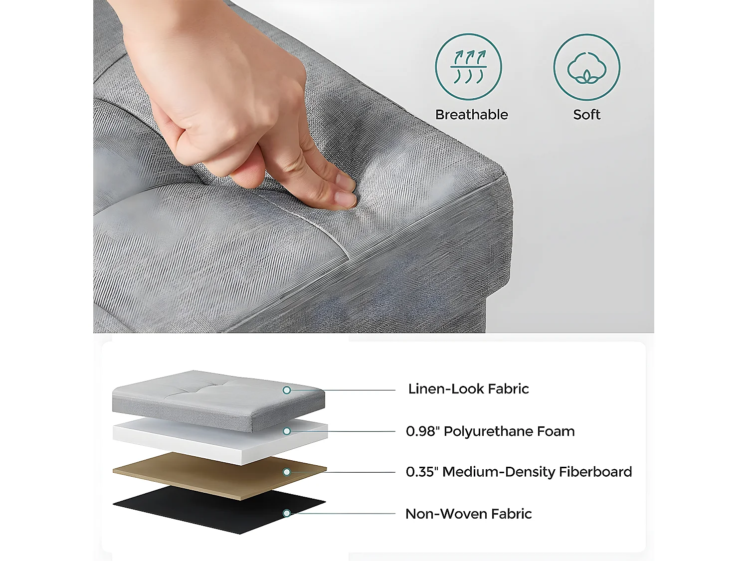 Caja de almacenamiento con 2 compartimentos interiores - L110 cm