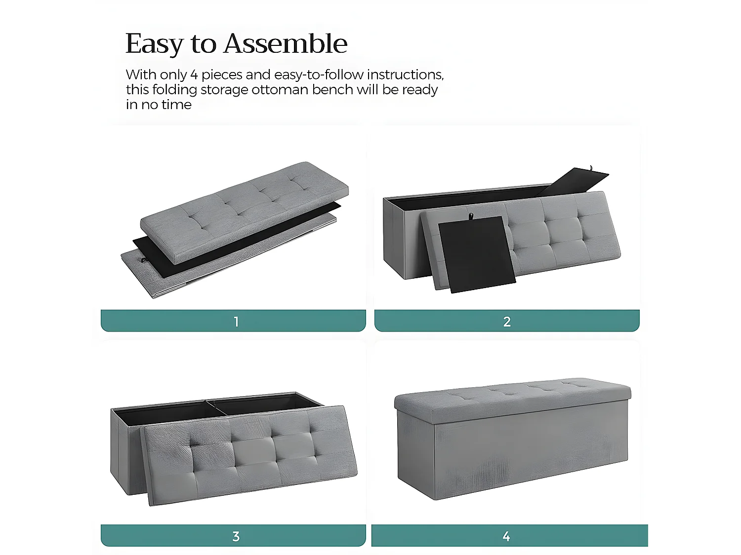 Caja de almacenamiento con 2 compartimentos interiores - L110 cm