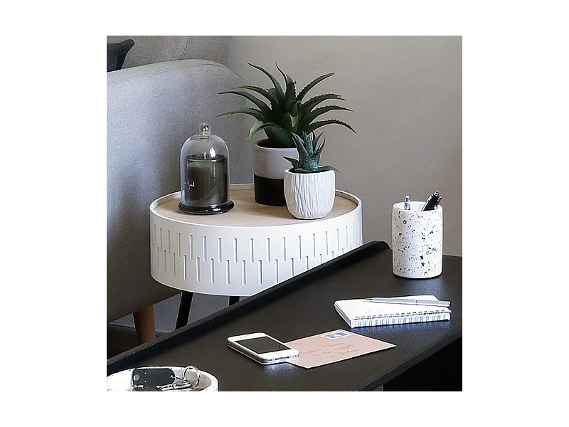 2 en 1 Table à Café et Coffre de rangement Blanc