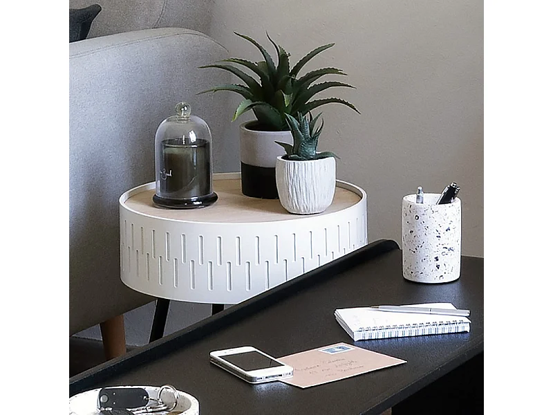 2 en 1 Table à Café et Coffre de rangement Blanc