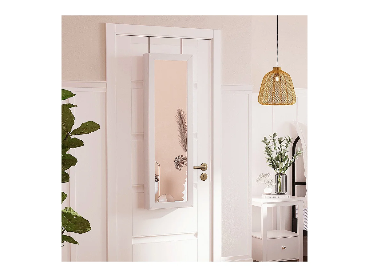 Armoire à bijoux verrouillable pour portes à suspendre avec miroir - H120 cm