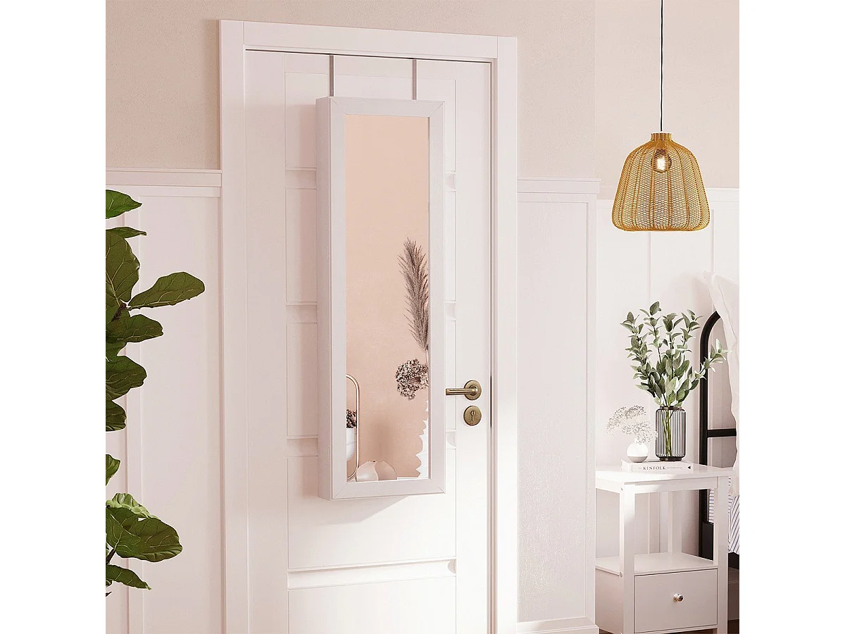 Armoire à bijoux verrouillable pour portes à suspendre avec miroir - H120 cm