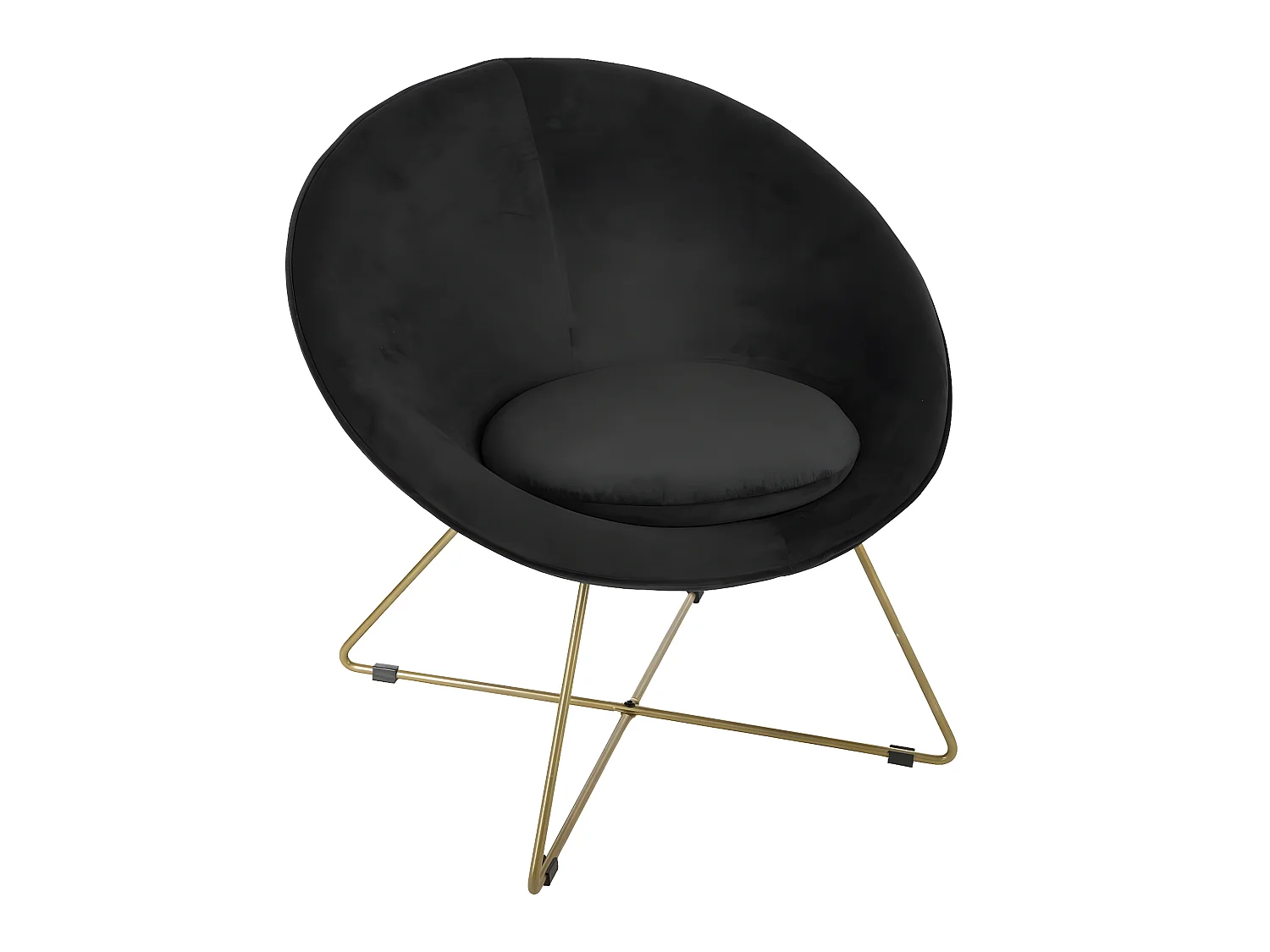 Fauteuil en Velours Noir et Pieds en métal doré