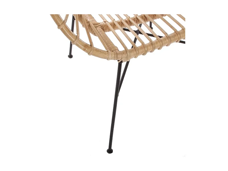 Fauteuil en Métal Noir et Rotin H 86 cm