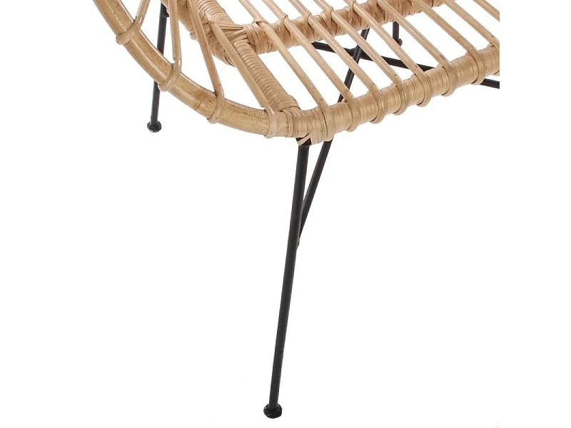 Fauteuil en Métal Noir et Rotin H 86 cm