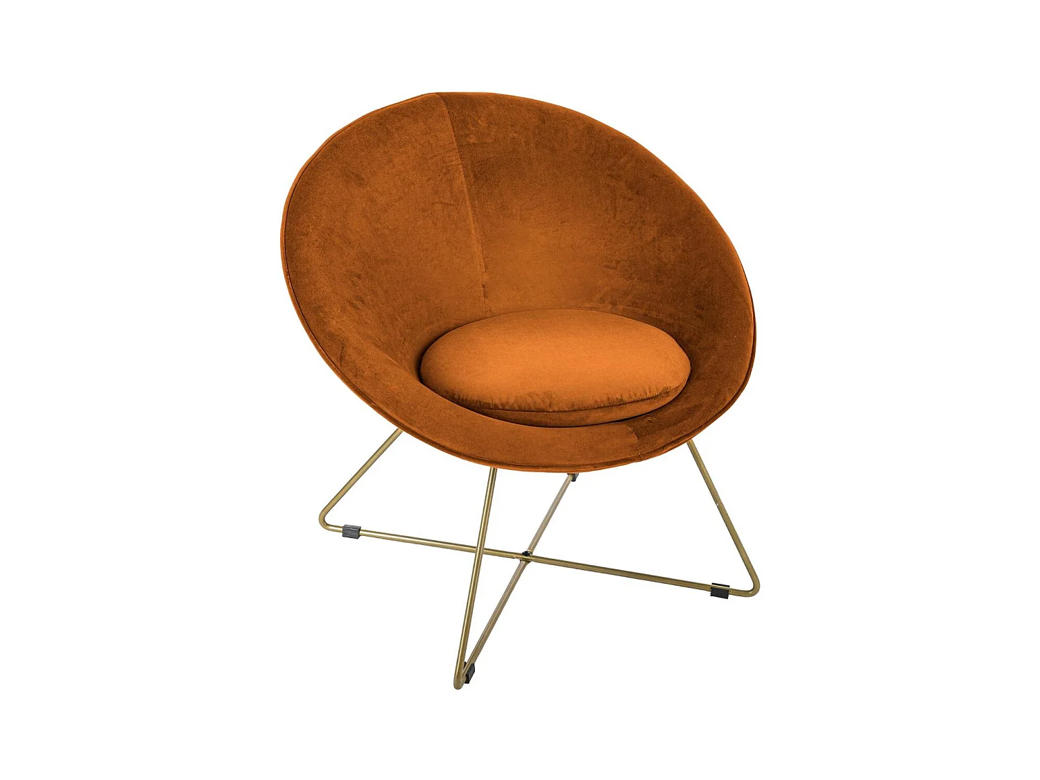 Fauteuil en Velours Ambre et Pieds en métal doré