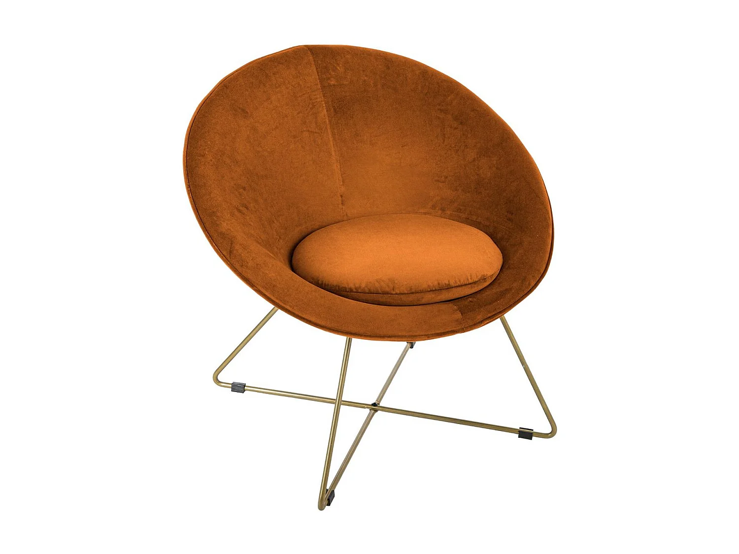 Fauteuil en Velours Ambre et Pieds en métal doré