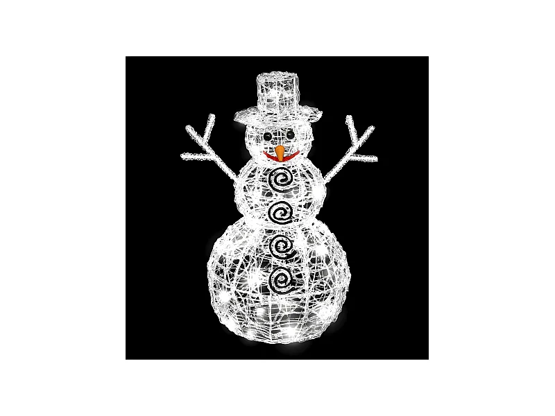Déco lumineuse Bonhomme de neige 3D 96 LED Blanc froid 8 jeux de lumière H 57 cm
