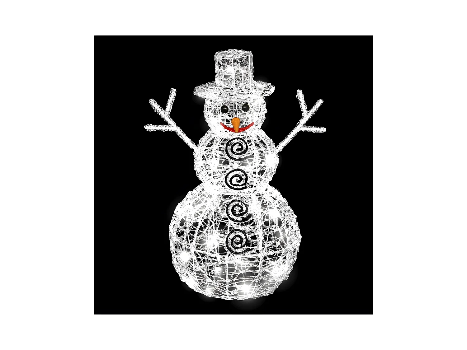 Déco lumineuse Bonhomme de neige 3D 96 LED Blanc froid 8 jeux de lumière H 57 cm