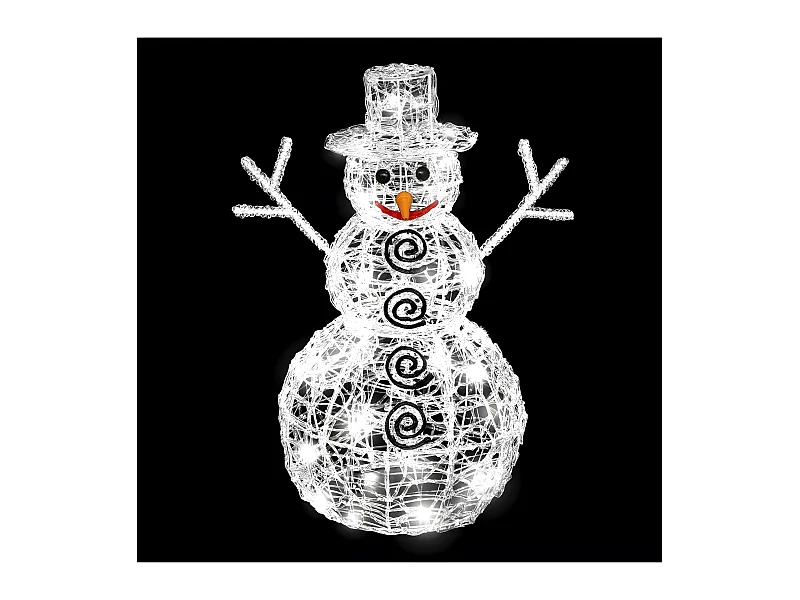 Déco lumineuse Bonhomme de neige 3D 96 LED Blanc froid 8 jeux de lumière H 57 cm
