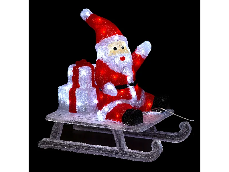 Déco lumineuse Père Noël sur sa luge 60 LED Blanc froid 8 Jeux de lumière