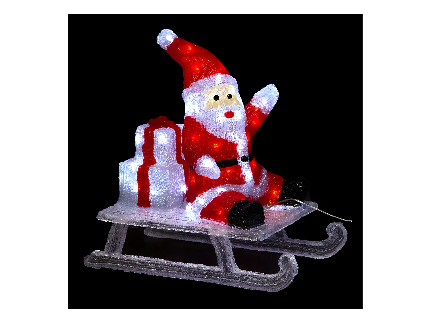 Déco lumineuse Père Noël sur sa luge 60 LED Blanc froid 8 Jeux de lumière