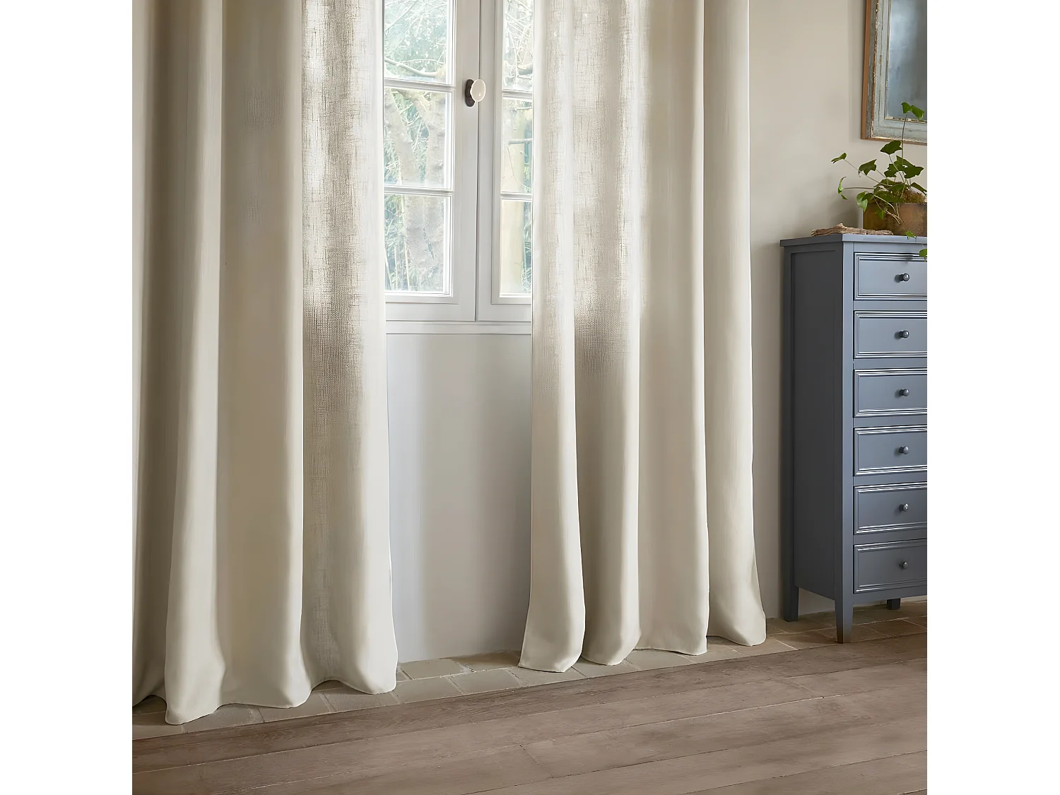 Rideau à œillets Beige Lin 140 x 260 cm
