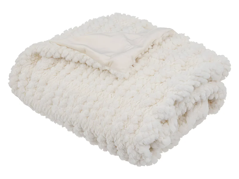 Plaid en Fourrure Beige Lin embossé 125 x 150 cm