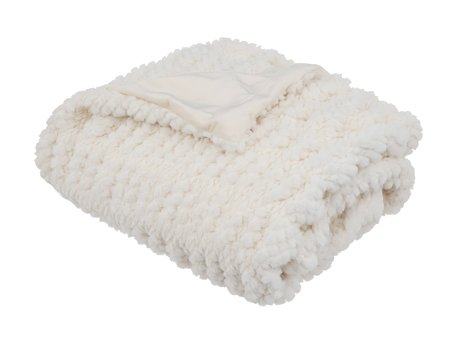 Plaid en Fourrure Beige Lin embossé 125 x 150 cm