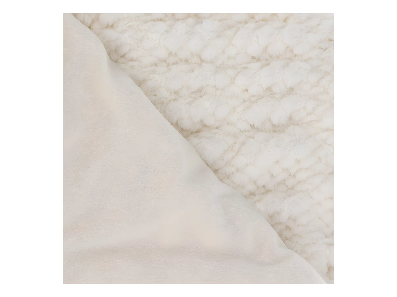 Plaid en Fourrure Beige Lin embossé 125 x 150 cm