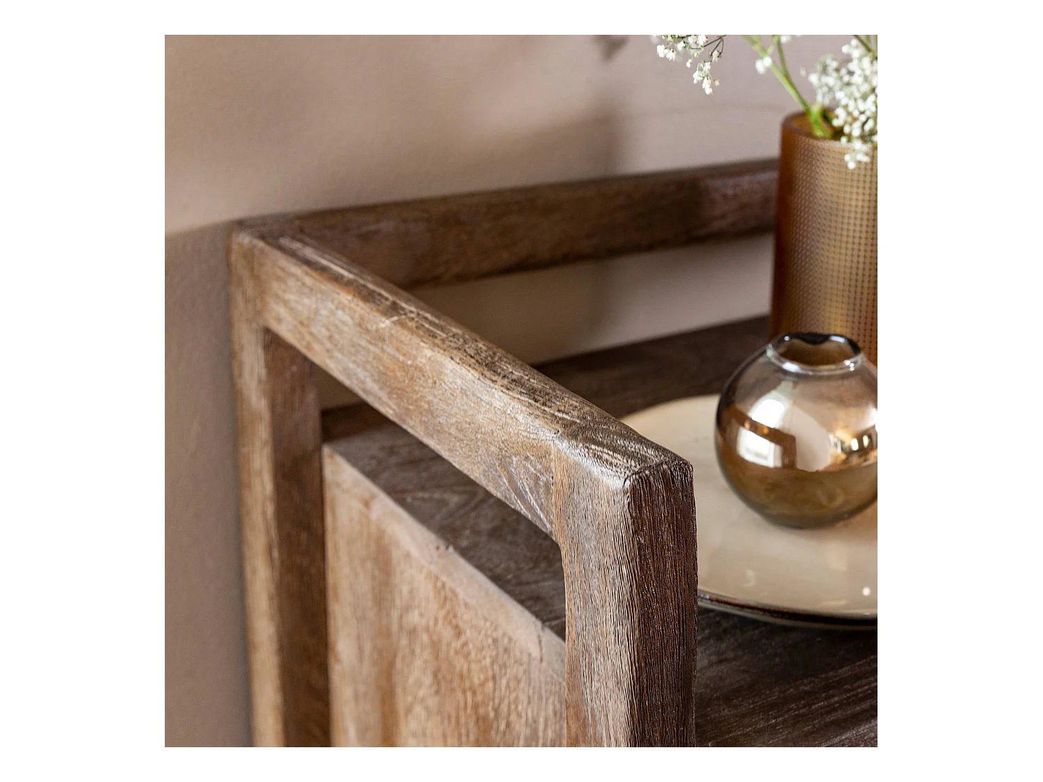 Chiffonnier en bois de manguier marron Emile